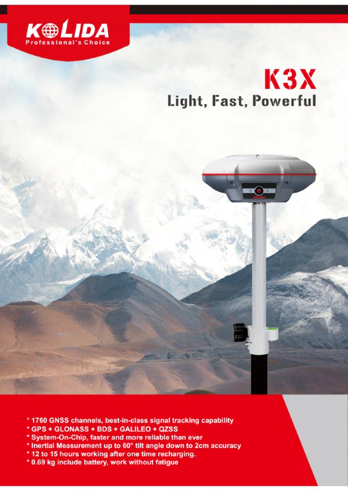 1760 ช่อง Kolida K3 RTK อุปกรณ์การสํารวจ GPS แม่นยําสูง 1